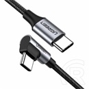 Ugreen us255 adatkábel (type-c - type-c, 3a, gyorstöltő 3.0, 100cm, 90 fokos) fekete