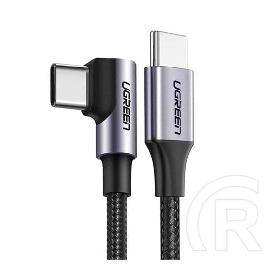 Ugreen us255 adatkábel (type-c - type-c, 60w, pd gyorstöltő, 90 fokos, cipőfűző, 300cm) fekete