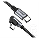 Ugreen us255 adatkábel (type-c - type-c, 60w, pd gyorstöltő, 90 fokos, cipőfűző, 50cm) fekete