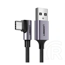 Ugreen us284 adatkábel (usb - type-c, 3a, gyorstöltő 3.0, 90 fokos, cipőfűző, 200cm) fekete