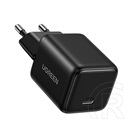 Ugreen x512 hálózati töltő type-c aljzat (20w, gan, pd gyorstöltő, mini) fekete