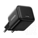 Ugreen x513 hálózati töltő type-c aljzat (30w, gan, pd gyorstöltő) fekete