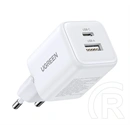 Ugreen x514 hálózati töltő usb+type-c aljzat (20w, gan, pd gyorstöltő) fehér
