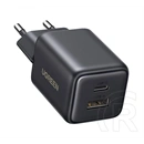 Ugreen x514 hálózati töltő usb+type-c aljzat (20w, gan, pd gyorstöltő) fekete