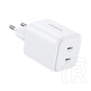 Ugreen x526 hálózati töltő 2 type-c aljzat (45w, gan, gyorstöltő) fehér