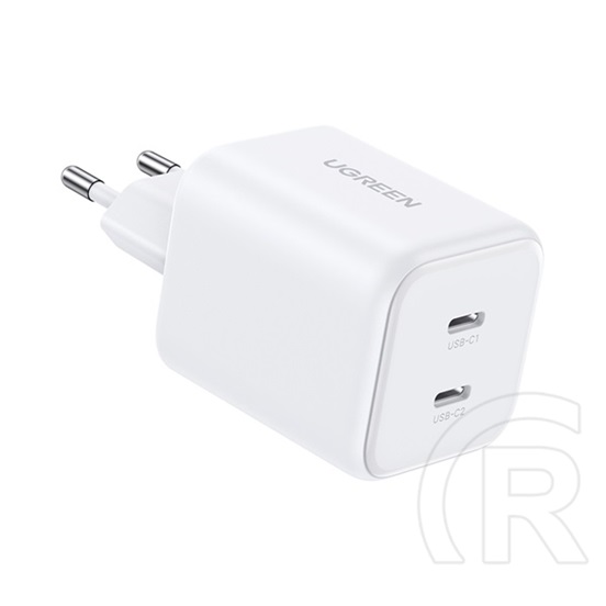 Ugreen x526 hálózati töltő 2 type-c aljzat (45w, gan, gyorstöltő) fehér