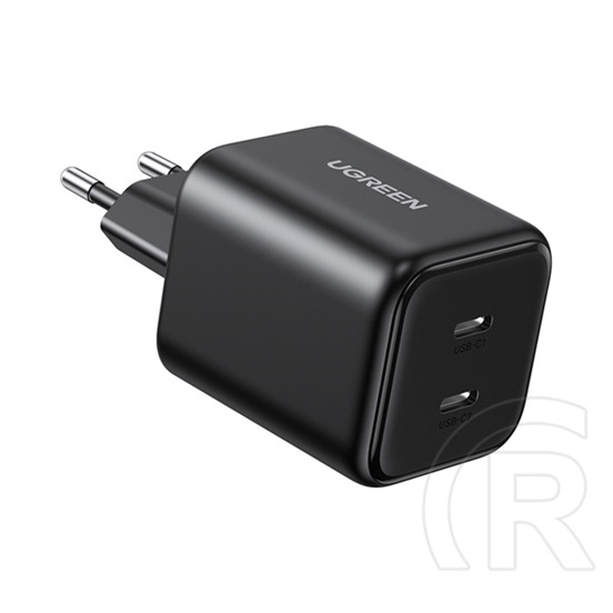 Ugreen x526 hálózati töltő 2 type-c aljzat (45w, gan, gyorstöltő) fekete