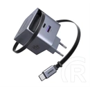 Ugreen x614 hálózati töltő usb+type-c aljzat (45w, gan, pd gyorstöltő + fix type-c kábel) fekete