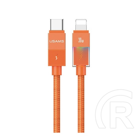 Usams Apple iPhone 5  u93 adatkábel (type-c - lightning, 30w, pd gyorstöltő, led jelzés, 120cm) narancssárga