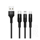 Usams Usams u5 töltőkábel 3in1 (usb - lightning/microusb/type-c, 2a, 150cm, cipőfűző) fekete