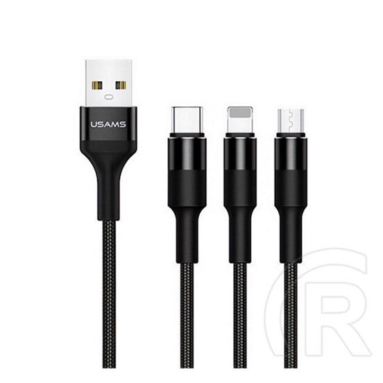 Usams Usams u5 töltőkábel 3in1 (usb - lightning/microusb/type-c, 2a, 150cm, cipőfűző) fekete
