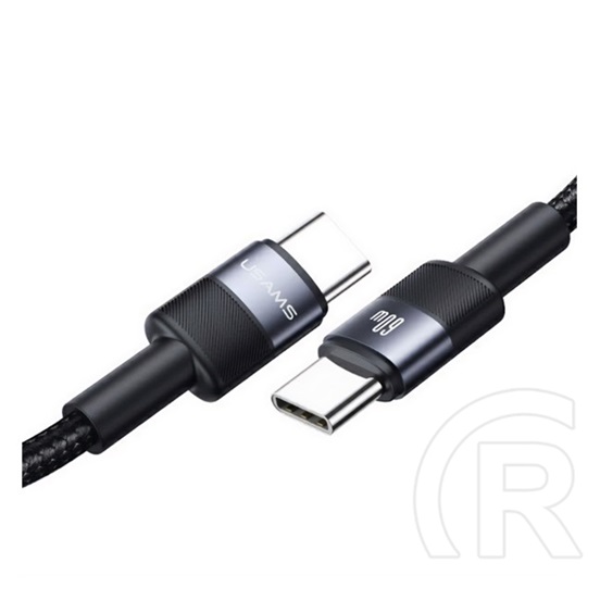 Usams adatkábel (type-c - type-c, 60w, pd gyorstöltő, 120cm, cipőfűző) fekete