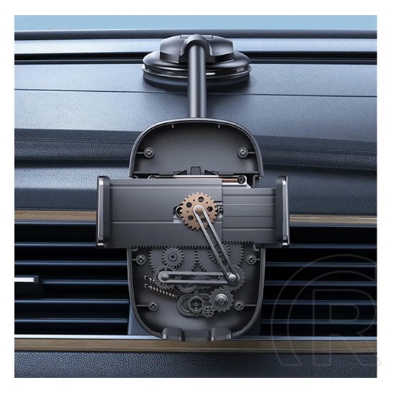 Usams autós tartó (tapadókorongos, műszerfalra, szélvédőre, automata, hosszú kar, 4.7-7.2" méret) fekete