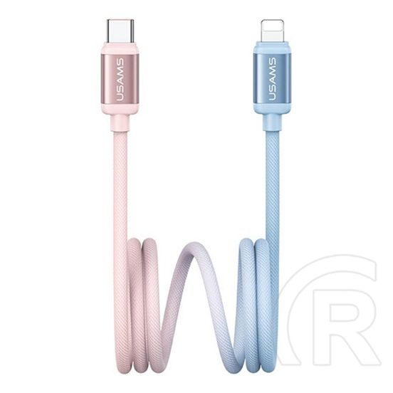 Usams bicolor adatkábel (type-c - lightning, 30w, pd gyorstöltő, 120cm) kék/rózsaszín