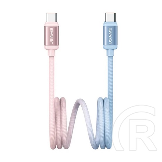 Usams bicolor adatkábel (type-c - type-c, 60w, pd gyorstöltő, 120cm) kék/rózsaszín