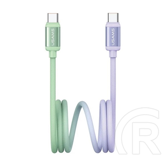 Usams bicolor adatkábel (type-c - type-c, 60w, pd gyorstöltő, 120cm) zöld/lila