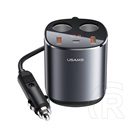Usams c28 szivargyújtó adapter (elosztó) 2 szivartöltő + 2 usb + type-c aljzat 5in1 (254w, 3a, led kijelző) szürke