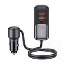Usams c40 autós töltő 3 usb+2 type-c aljzat (12v/1.5a, 165w, pd gyorstöltő, led kijelző + 1.5m hosszabbító) fekete