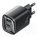 Usams cc229 hálózati töltő usb+type-c aljzat (30w, gan, pd gyorstöltő, led kijelző) fekete