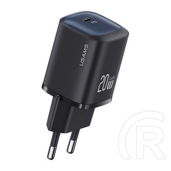 Usams cc248 hálózati töltő type-c aljzat (20w, gan, pd gyorstöltő) fekete