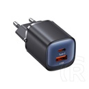 Usams cc254 hálózati töltő usb+type-c aljzat (30w, gan, pd gyorstöltő) fekete