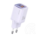Usams cc254 hálózati töltő usb+type-c aljzat (30w, gan, pd gyorstöltő) lila