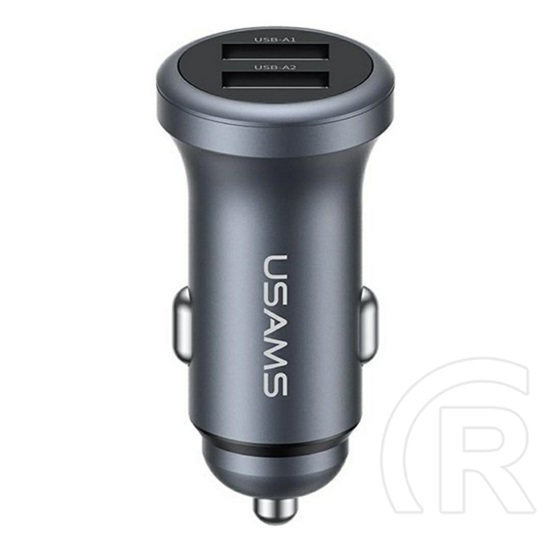 Usams cc320 autós töltő 2 usb aljzat (12w, pd gyorstöltő) sötétszürke