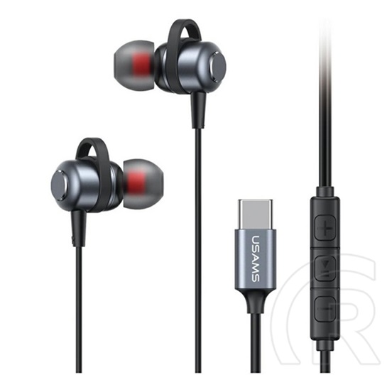 Usams ep-48 fülhallgató sztereo (type-c, mikrofon, felvevő gomb) sötétszürke
