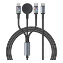 Usams huan adatkábel 3in1 (type-c - 2 type-c/Apple watch töltő, 72w, pd gyorstöltő, 120cm) szürke
