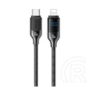 Usams hx adatkábel (type-c - lightning, 30w, pd gyorstöltő, 120cm, cipőfűző, led kijelző) fekete