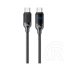 Usams hx adatkábel (type-c - type-c, 100w, pd gyorstöltő, 120cm, cipőfűző, led kijelző) fekete
