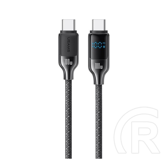Usams hx adatkábel (type-c - type-c, 100w, pd gyorstöltő, 120cm, cipőfűző, led kijelző) fekete