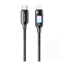 Usams iPhone 14 Plus  tc adatkábel (type-c - lightning, 30w, gyorstöltő, cipőfűző, 120cm) sötétszürke