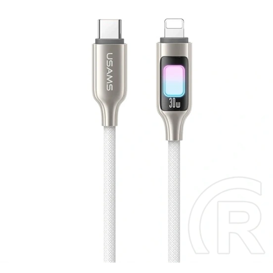 Usams iPhone 14 Plus  tc adatkábel (type-c - lightning, 30w, gyorstöltő, cipőfűző, 120cm) titánszürke