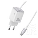 Usams jc mini hálózati töltő type-c aljzat (20w, pd gyorstöltő, gan + fix type-c kábel) fehér