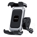 Usams kerékpáros, rolleres és motoros telefontartó (360°, kormányra rögzíthető, csúszásgátló, 4.7-7.2" méret) fekete