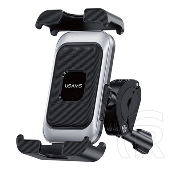Usams kerékpáros, rolleres és motoros telefontartó (360°, kormányra rögzíthető, csúszásgátló, 4.7-7.2" méret) fekete