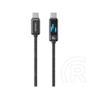 Usams meteor adatkábel (type-c - type-c, 100w, pd gyorstöltő, 120cm, cipőfűző, led kijelző) fekete