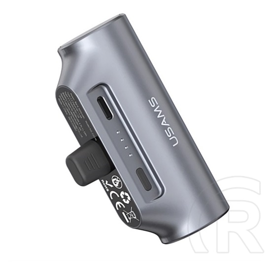 Usams pb79 vésztöltő type-c aljzat (3000mah, 2a, pd gyorstöltő, led jelzés, type-c csatlakozó) sötétszürke