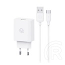 Usams sc hálózati töltő usb aljzat (18w, pd gyorstöltő 3.0 + type-c kábel) fehér