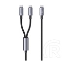 Usams sufeng adatkábel 2in1 (type-c - 2 type-c, 72w, pd gyorstöltő, 120cm, cipőfűző, led kijelző) fekete