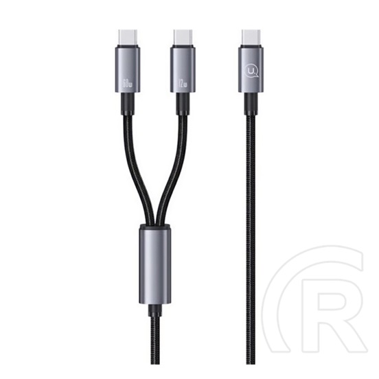 Usams sufeng adatkábel 2in1 (type-c - 2 type-c, 72w, pd gyorstöltő, 120cm, cipőfűző, led kijelző) fekete