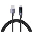 Usams sufeng adatkábel (usb - type-c, 66w, gyorstöltő, led kijelző, 120cm) sötétszürke