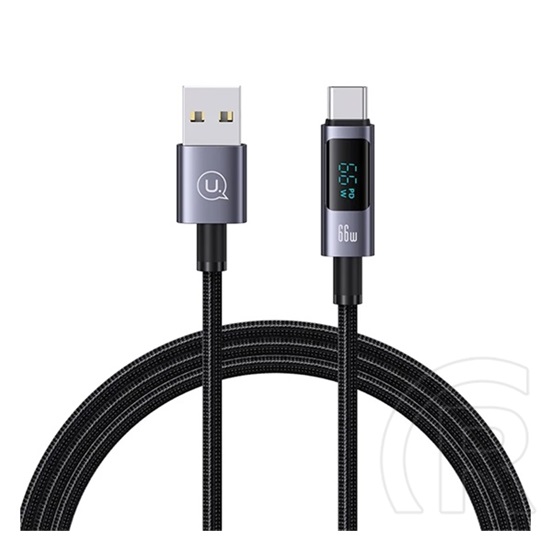 Usams sufeng adatkábel (usb - type-c, 66w, gyorstöltő, led kijelző, 120cm) sötétszürke
