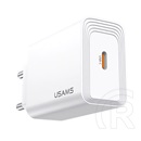 Usams t69 hálózati töltő type-c aljzat (20w, gyorstöltő 3.0) fehér
