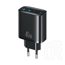 Usams t70 hálózati töltő 2 usb+ 2 type-c aljzat(40w, gan, pd gyorstöltő)fekete