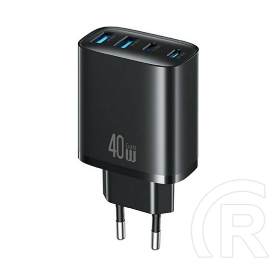Usams t70 hálózati töltő 2 usb+ 2 type-c aljzat(40w, gan, pd gyorstöltő)fekete