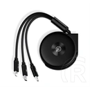 Usams u20 adatkábel 3in1 (type-c - type-c/ lightning/microusb, 2a, gyorstöltő, csévélhető, 100cm) fekete