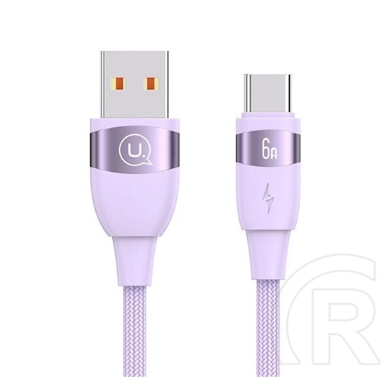 Usams u85 adatkábel (usb - type-c, 6a, gyorstöltő, 200cm, cipőfűző) lila