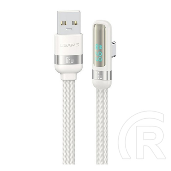 Usams us-sj651adatkábel (usb - type-c, 66w, gyorstöltő, 90 fokos, cipőfűző, 120cm) fehér